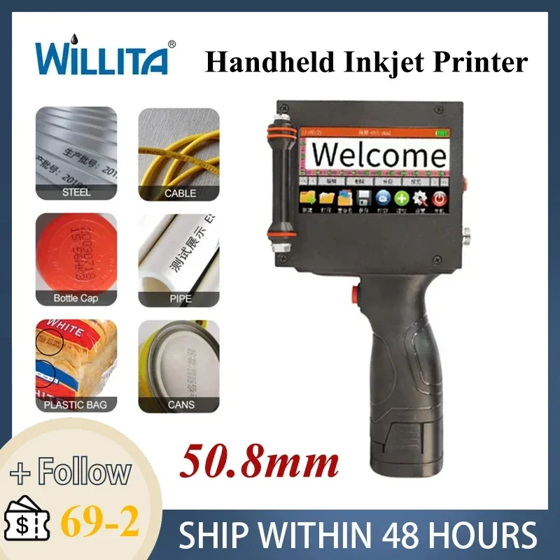 

Портативный ручной струйный принтер Willita 50,8 мм, незашифрованная машина для QR-бара, код партии, переменная дата, последовательный номер