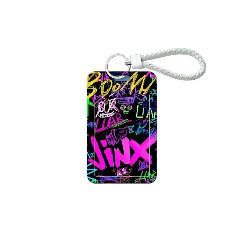 Arcane Jinx Slide Fotokartenhalter PVC Anti-Verlust-Schlüsselanhänger für ID-Schutz-Sets Zugangskarten Campus-Karten Mahlzeitskarte Buskarte