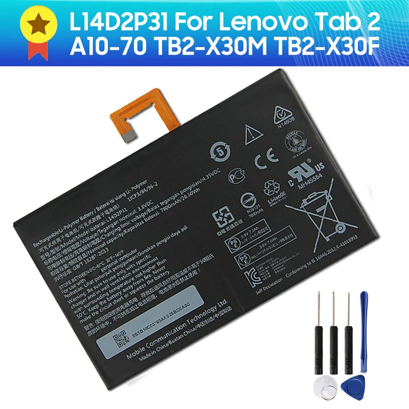 Replacement Battery L14D2P31 For Lenovo Tab 2 A10-70 LC/A10-70F TB2-X30M TB2-X30F 7000mAh Quality Batteries