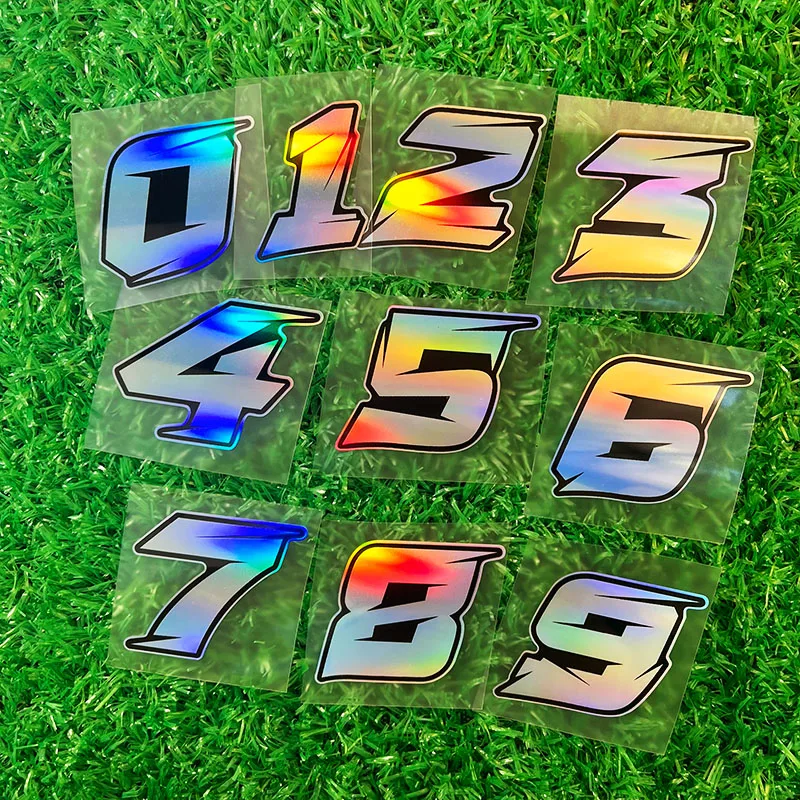 1PC 0To9 Nummer Laser Roller Aufkleber Vinyl Aufkleber Wasserdicht DIY Dekoration für Yamaha KTM BMW Honda Suzuki Kawasaki Piaggio