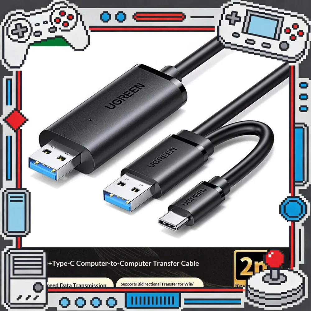 UGREEN 90212 USB 3.0 Type C Dual Connector PC to PC Data Transfer Cable 2m for Windows Mac Computer