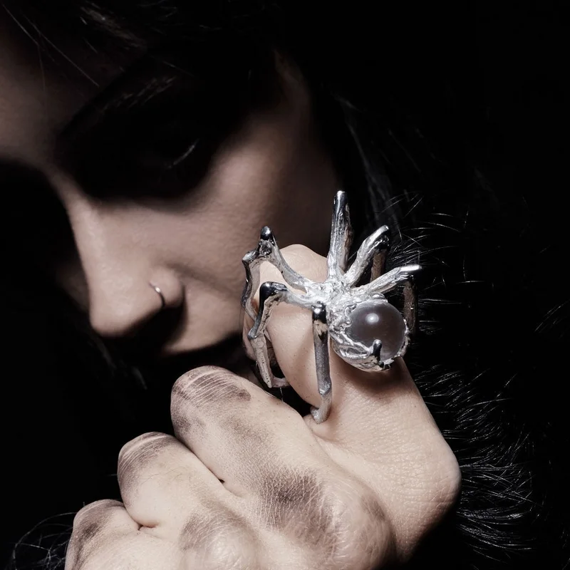 Ring For Women Gothic Punk Vintage Spider Ring Exaggeration Animal Finger Men's Adjust Hiphop Party Halloween Jewelry Decoration