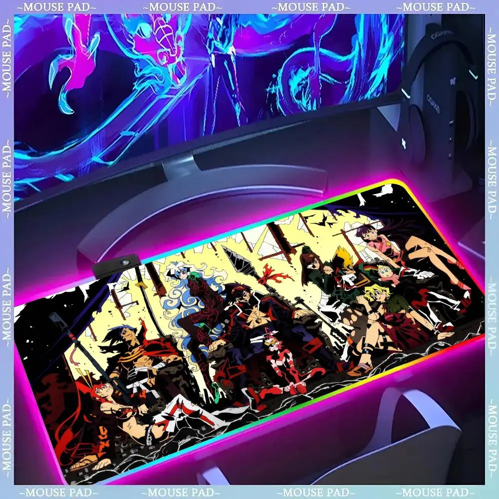 Gurren Lagann Mouse Pad Gamer Luminescence Led Mouse Pad Gaming Table Rgb Deskmat Keyboard Pc Mousepad