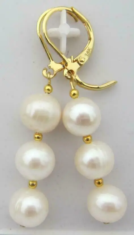 AAA 9-10mm SOUTH SEA WHITE PEARL EARRINGS MARKED