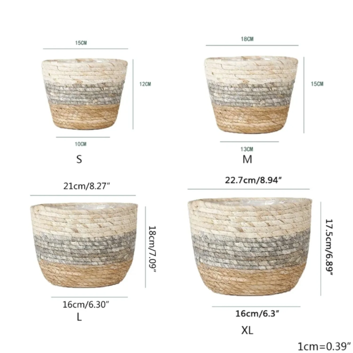 Contenitori per piante in vasi da fiori intrecciati per interni ed esterni, 4 dimensioni, piante plantables