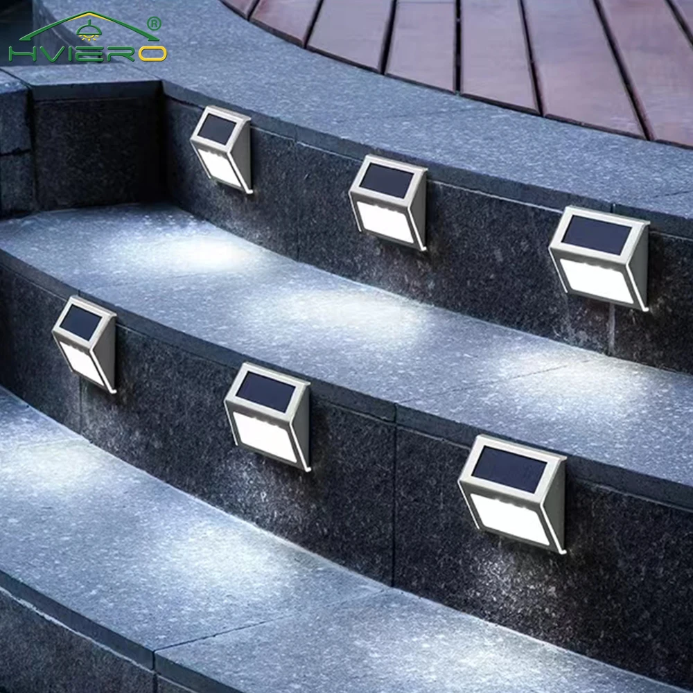 

Solar Charging Stair Lights 3LED Stainless Steel Outdoor Garden For Home Courtyard Wall Fence Park Decorative Atmosphere Lamps