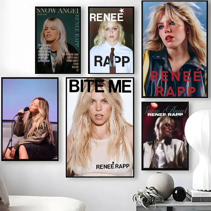 Singer R-Renee R-Rapp Poster Waterproof Self-Stick Wall Art Stickers, Removable Wall Decor for Living Room and Bedroom