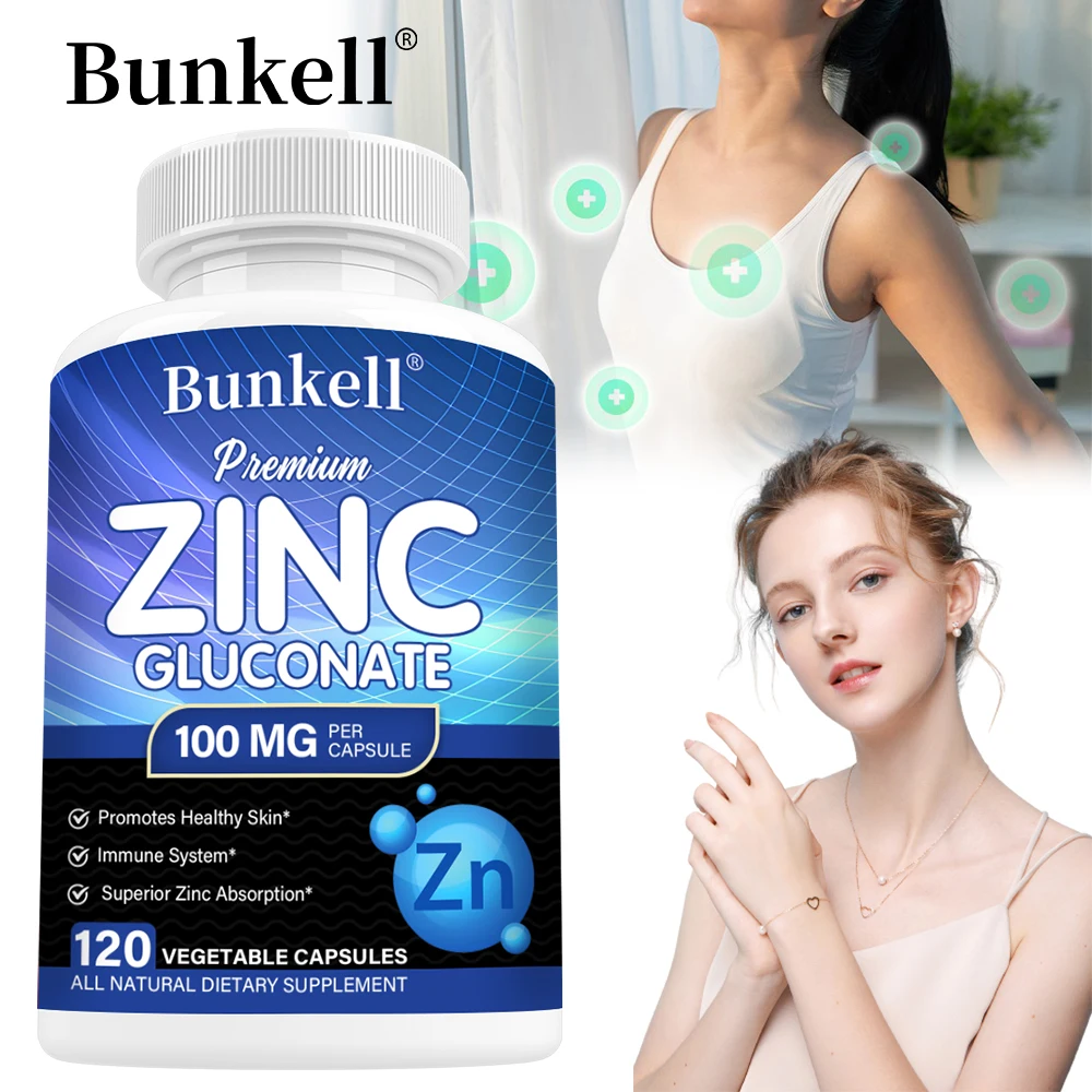 

Zinc Gluconate Capsules, Antioxidant, Daily Immune & Skin Wellness Support, Support Bone, Muscle, Heart & Nervous System Health