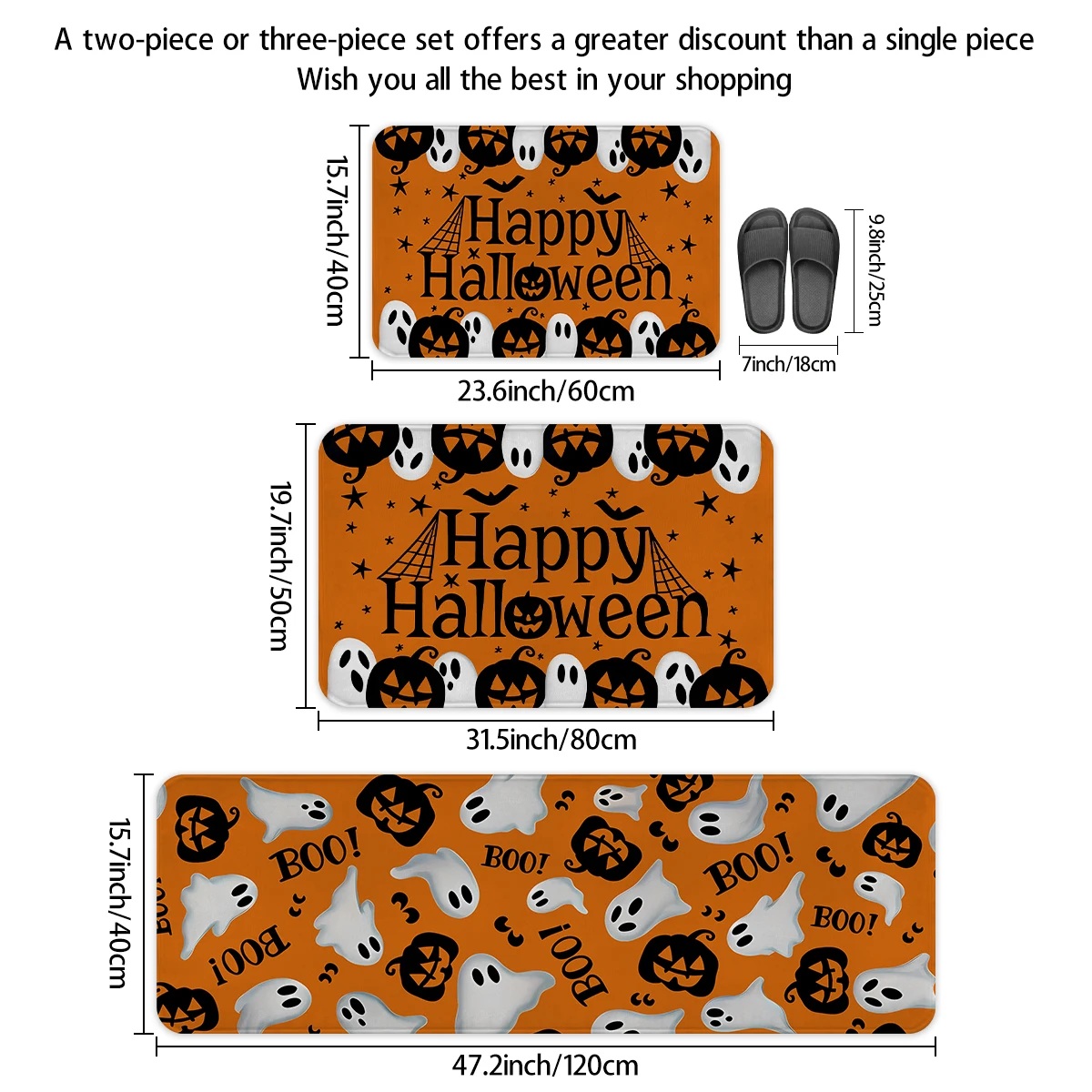 1pc halloween cozinha decoração tapete tapete feliz dia das bruxas fantasma abóbora boo design antiderrapante flanela tapete pé