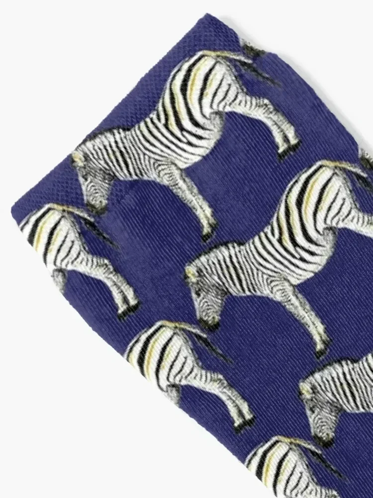 African Zebra stickers on a dark blue background Socks Christmas Stockings Male Socks Women's