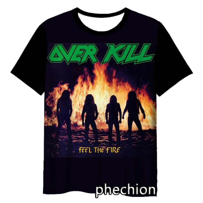 Phechion-Camiseta de manga corta para hombre y mujer, camisa informal con estampado 3D de banda Overkill, Hip Hop, de verano, S215