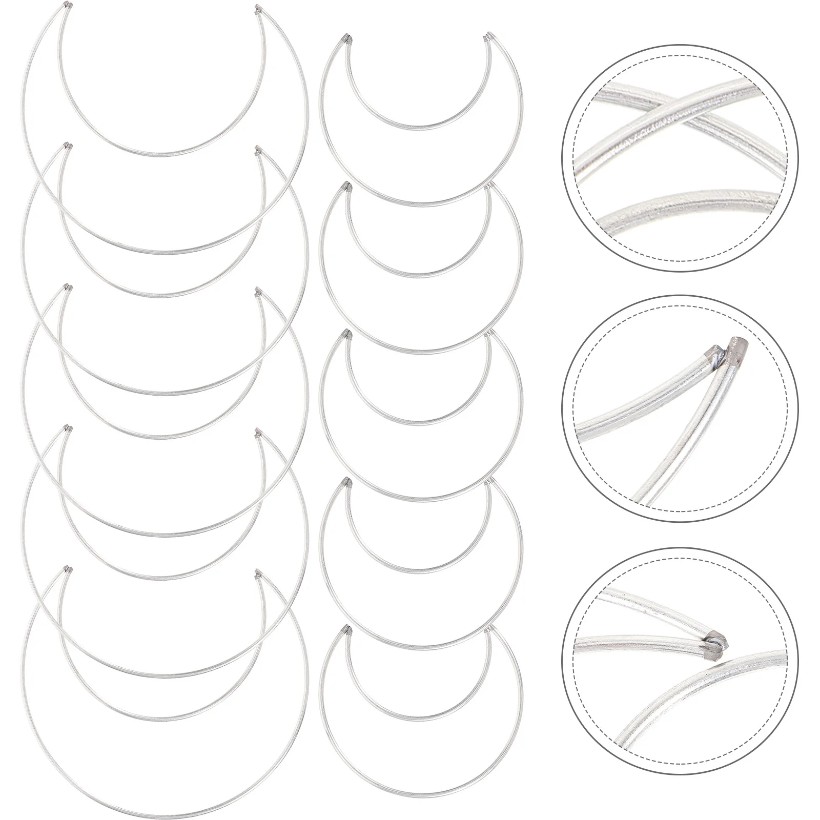 

10Pcs Dream Catcher Rings Moon Shaped Metal Hoops for DIY Dreamcatcher Craft Wreath Windchime Mandala Decorations
