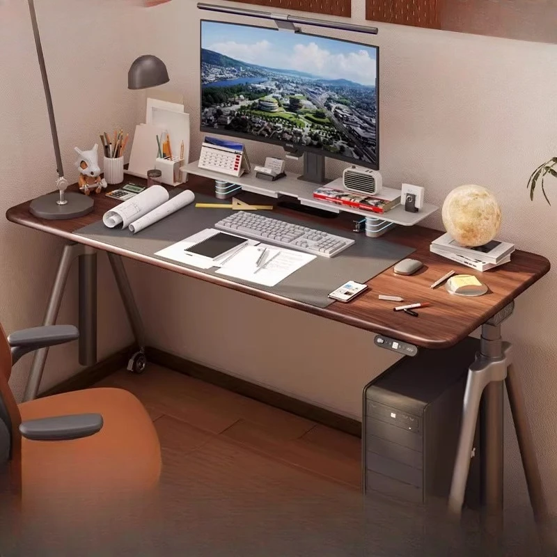 

Electric smart lifting desk, e-sports office solid wood computer desk, home children's double study desk