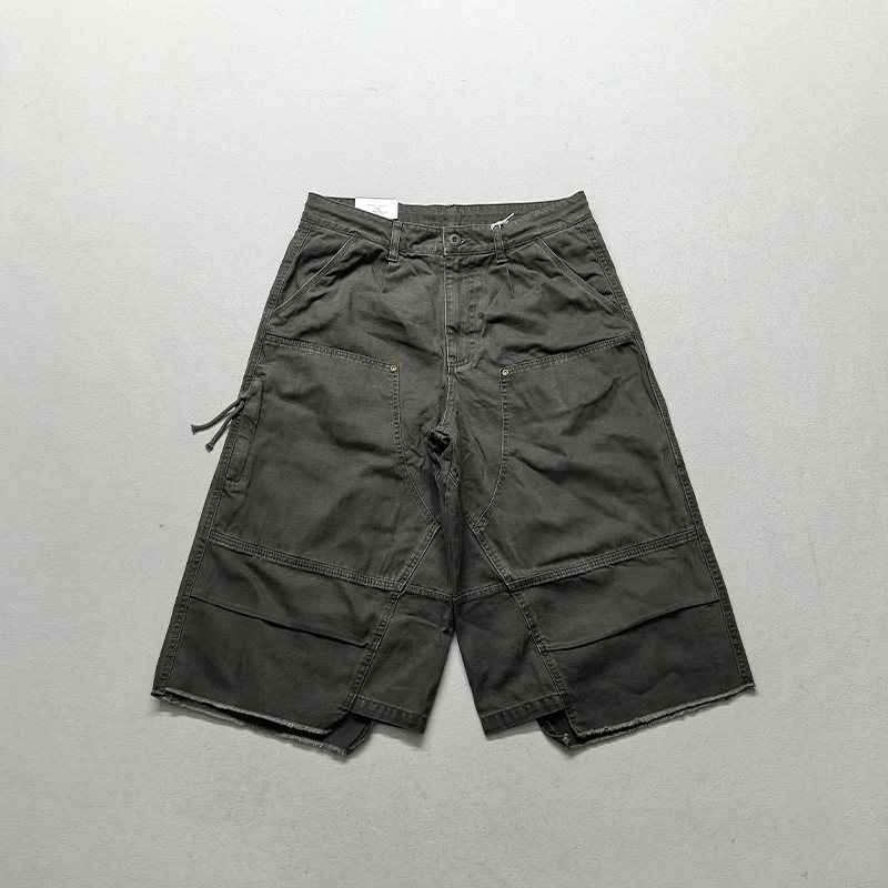 

Loose Fit Workwear Pants Men's Wide Leg Trendy Trousers GP Metal High Street Retro Mid-Length Casual Pants Spring Season