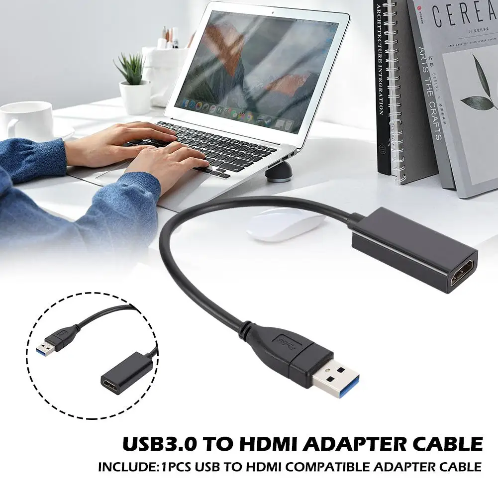 USB To HDMI Adapter HD 1080P USB 3.0 To HDMI-Compatible Converter External USB Adapter Video Adapter Cable For Desktop Laptop PC