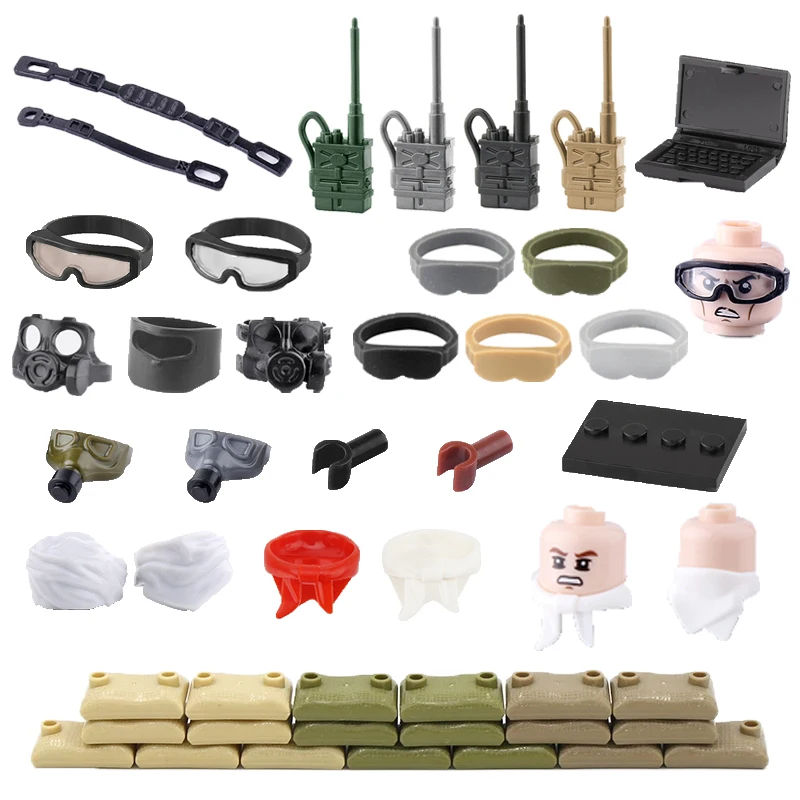 

WW2 Military Building Blocks Solider Figures Gifts Mini Bricks Gun Belt Goggles Transmitter-receiver Sandbag Kids Toys