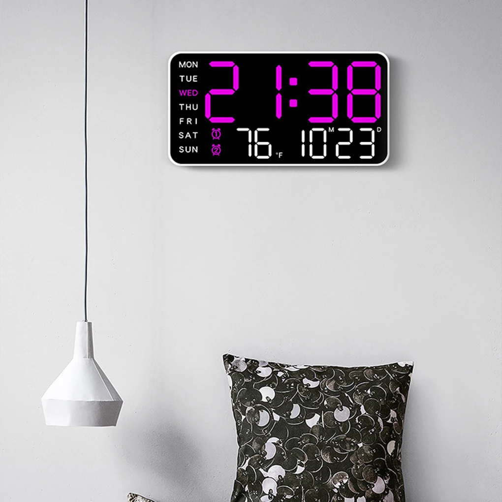 Wall-mounted Dual Alarms LED Digital Wall Clock Temperature Date Week Display Table Alarm Clocks Voice Control Electronic Clock