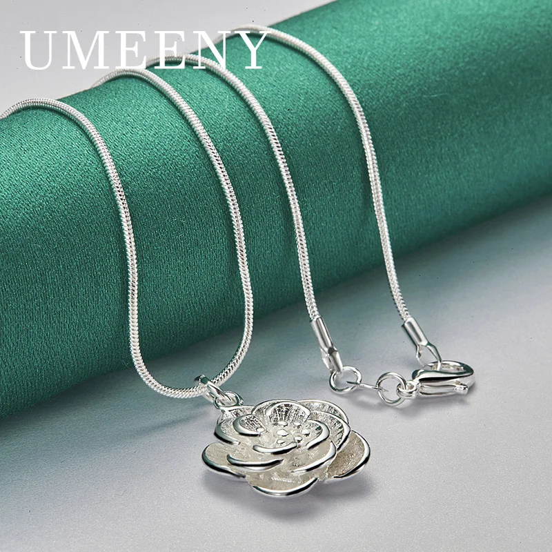 Luxury 925 Sterling Silver 16-30 Inch Delicate Flower Necklace Women Wedding Jewelry Gift Temperament Accessories