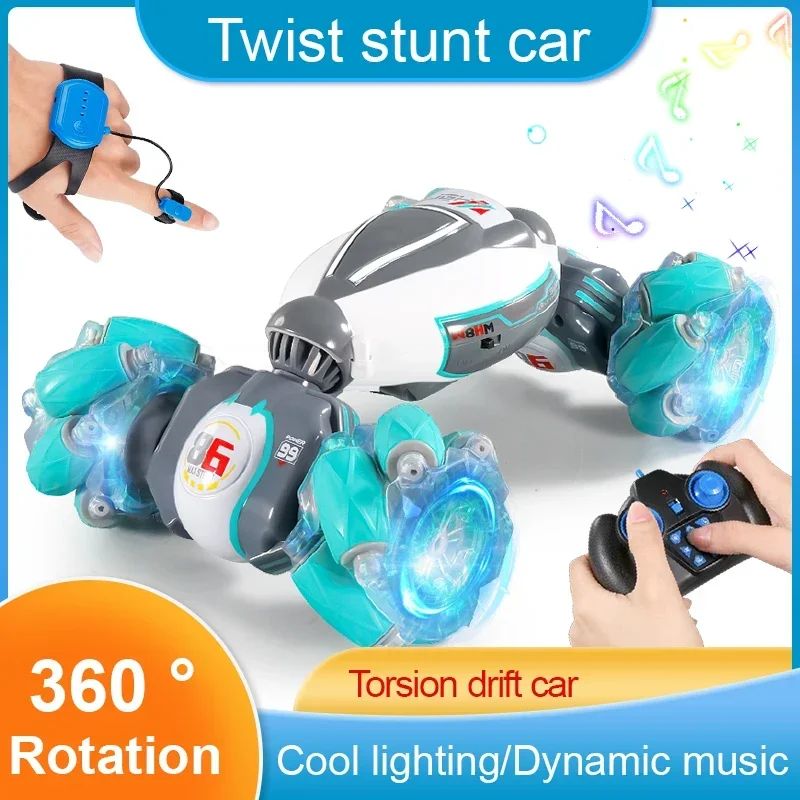 RC Stunt Car 4WD Remote Control Car Watch Hand Gestures 360° Rotating Off-road Climbing Exhaust Blowtorch Music Toy For Children