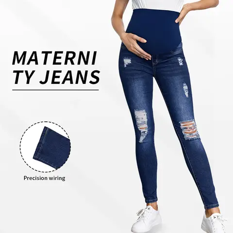 Maternity Clothing Jeans Pregnant Women Pants High Waist Buttock Lift Casual Fashion Denim Pregnant Trousers