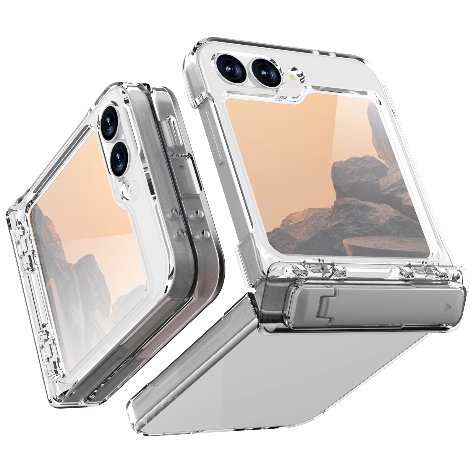 For Samsung Galaxy Z Flip 6 Case With Tempered Glass Screen Protector, Shockproof Anti-Fall Kickstand Phone Cover For Z Flip6