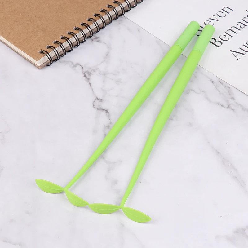 4Pcs 0.5MM Black Ink Lucky Leaf Lovely Gel Pen Green Leaf Writing Signature Pen For Students School Office Writing Supplies view 5