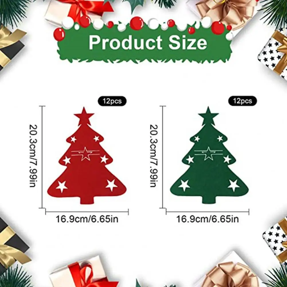 12Pcs Christmas Tableware Holder 2026 Flatware Bag Xmas Tree Cutlery Pockets Dinner Knife Fork Covers for Holiday Home Party Dec view 6