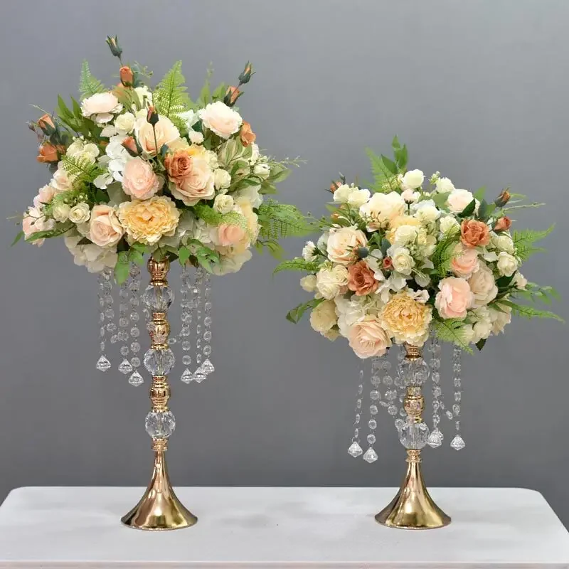 a-*Creative electroplating flow crystal flower device table flower wedding props simulation flower hotel large round table.