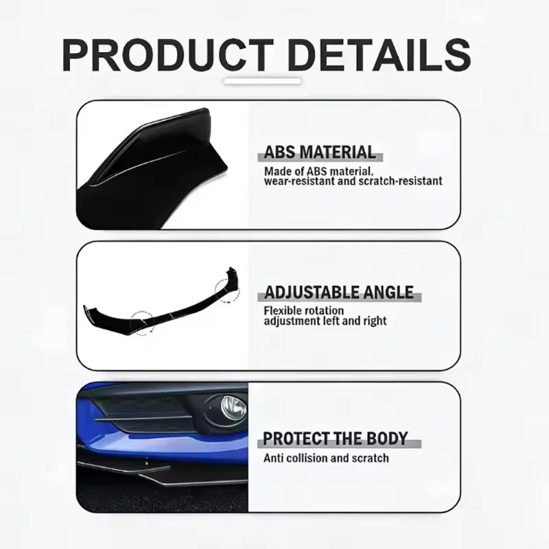 For Tesla Model 3 2017-2026 Front Bumper Lip Front Guard Spoiler High-quality ABS Material Body Kit Front Lip Accessory view 5