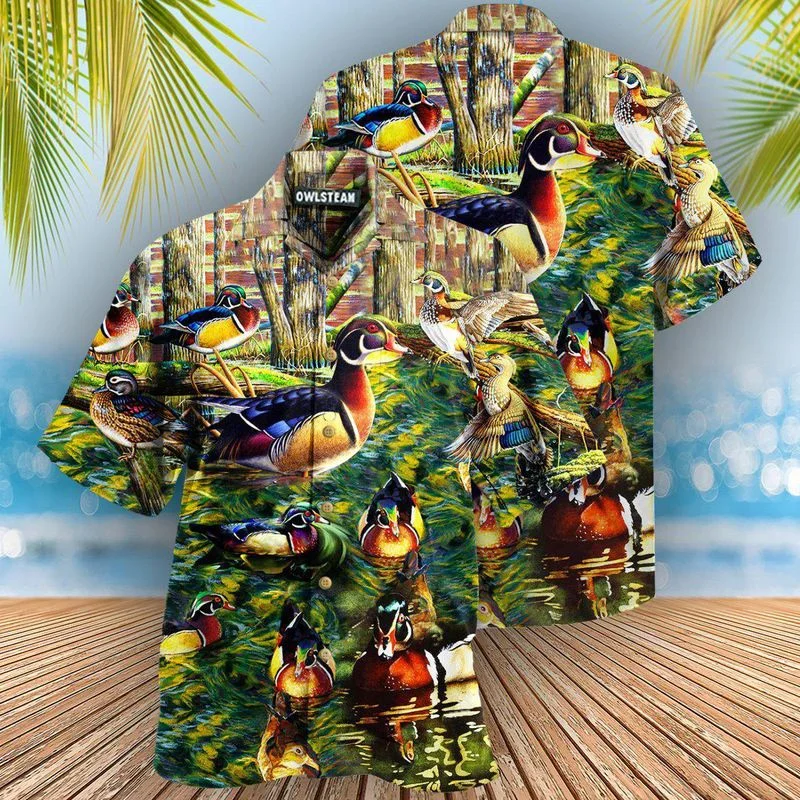 

New Hawaiian Men's Shirts Muscovy Duck Oil Painting Printed 3D Clothing Casual Hawaii Style Summer Tops