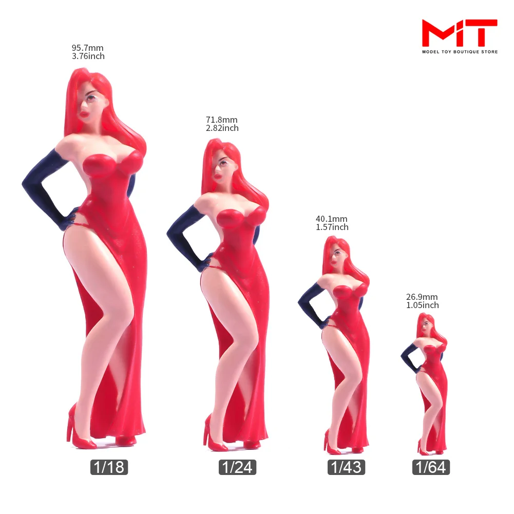 In Stock Painted Miniatures 1/87 1/64 1/43 1/24 1/18 Red Dress Beauty Girls Male Boxer Figure Figurine Diorama Mini Doll Model