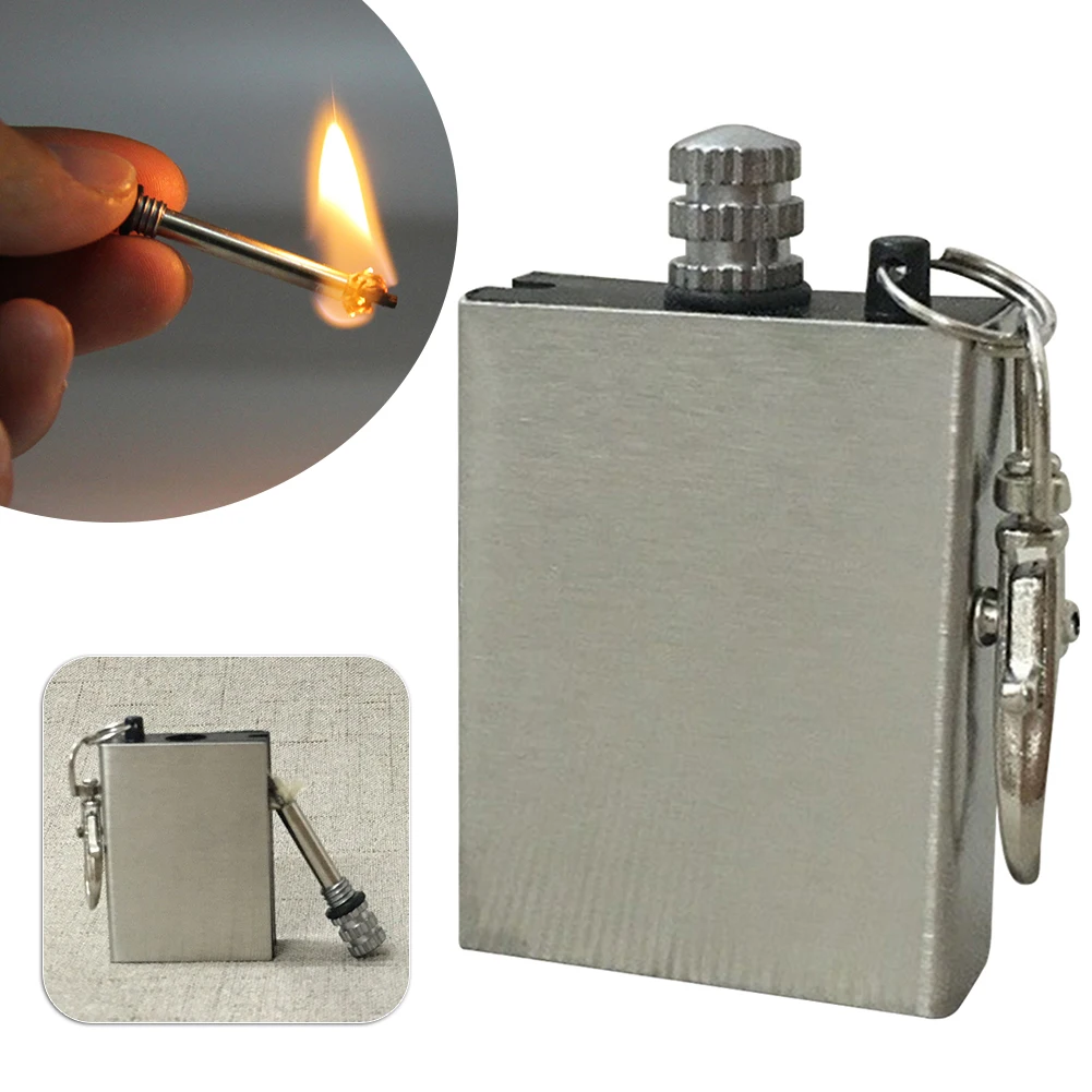 Metal Keychain Lighter, Portable Flint Metal Match Waterproof Permanent Match,Emergency Survival Fire Starter for Camping Hiking