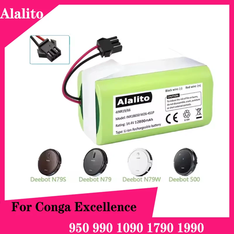 14.4V 6800mAh Replacement Battery for Conga 990 1090 Tesvor X500 Ecovacs Deebot N79 N79S DN622 Eufy RoboVac 11 11S RoboVac 30