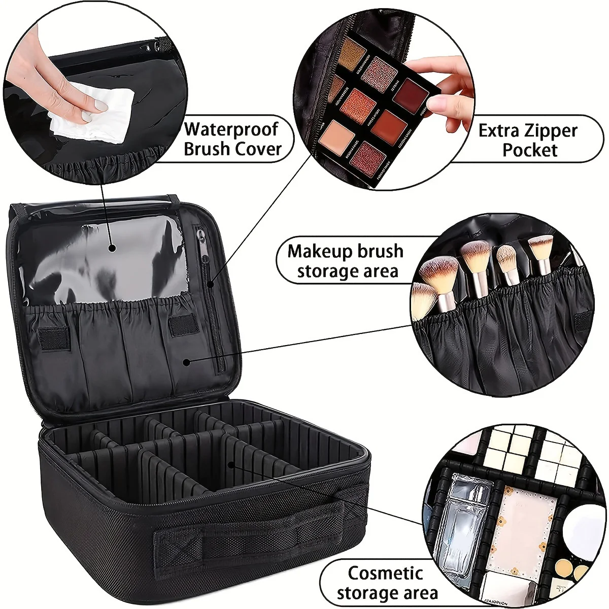 Adjustable Partition Travel Makeup Bag Portable Large Capacity Storage Box Wash Bag Multifunctional Organizer Bag