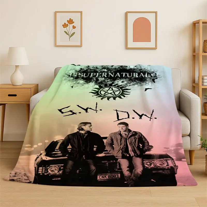 3D SPN Supernatural Dean Sam TV Flannel Blanket Soft Warm Throw Blanket for Bedroom Living Room Bed Travel office Picnic Kid