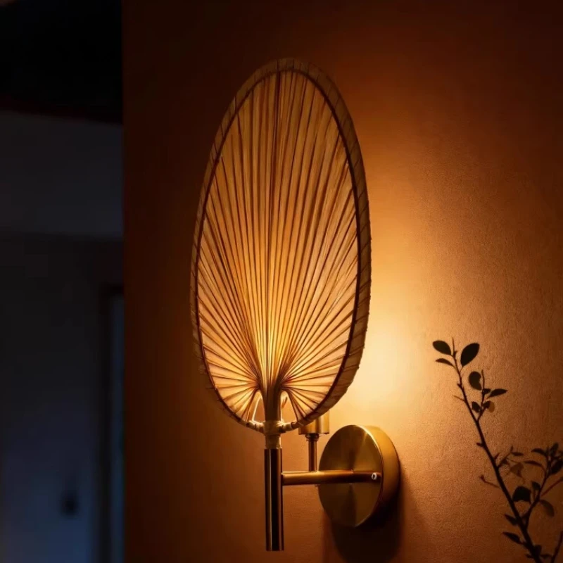 

Японский настенный светильник в форме веера в стиле середины века, атмосферное освещение для лестницы, прихожей, внутреннего освещения, светильник для спальни