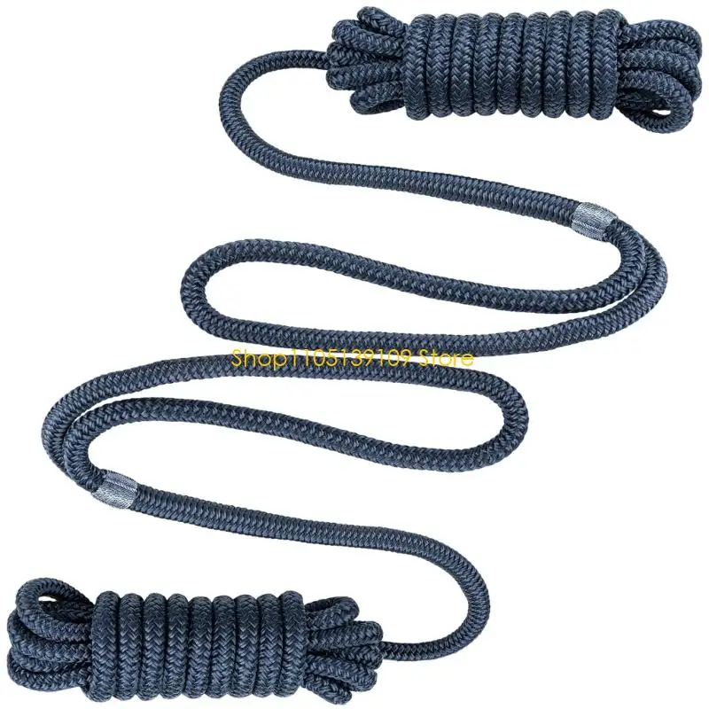 P5ED Double Braided Saltwater Boat Ropes 2 Pack 9.5MM Nylon Mooring Lines 12000LB Tensile Strength Heat Sealed Ends For Long