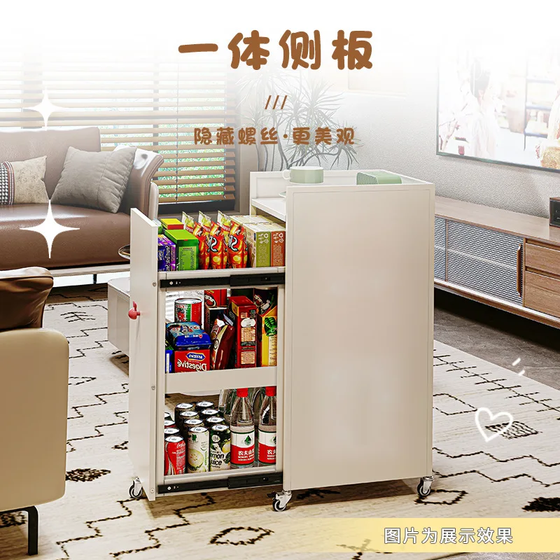 Customized high-value shelf floor-to-ceiling multi-layer pull-out living room beverage storage rack movable trolley