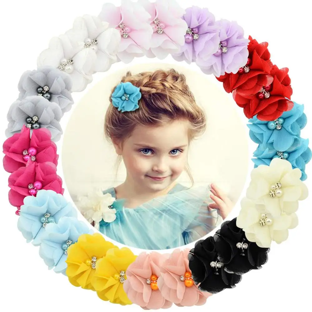 

1 Pcs Baby hair solid Chiffon Flower clips Newborn baby Mini Hair Clips Hair Accessories Kids Hair Barrettes girls clips 829