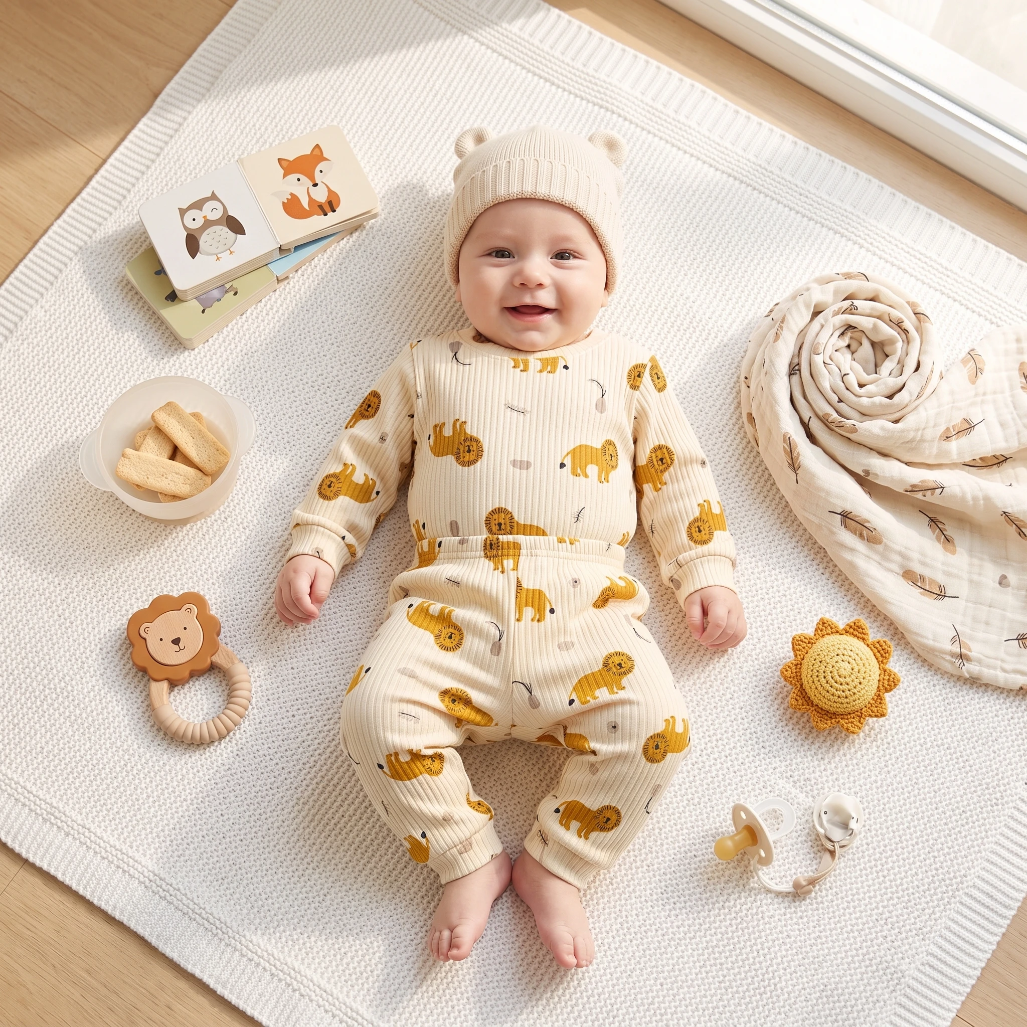 Cute Animal Autumn Spring Baby Boys Girls Clothing Sets Long Sleeve Tops + Trousers 2Pcs