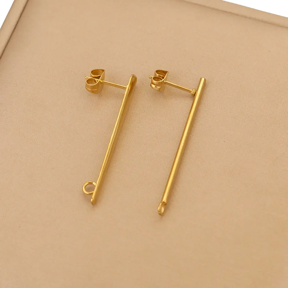 10 Stück Edelstahl-Ohrringstifte für die Schmuckherstellung, DIY-Ohrring-Basis, Ohrstecker-Komponenten, vergoldete Ohrring-Zubehörteile – Detail 4