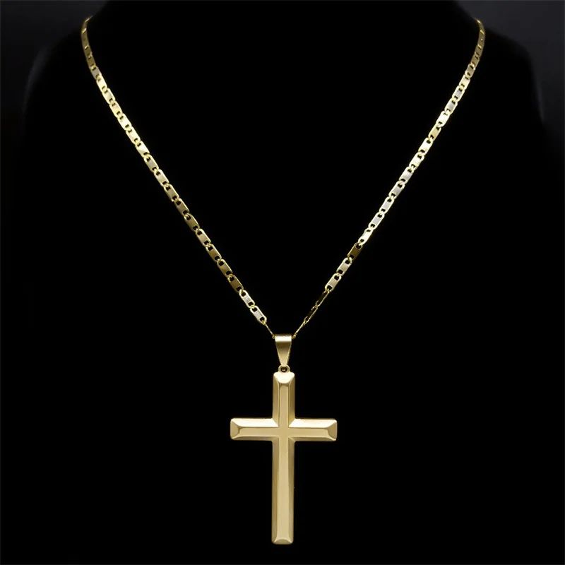 Stainless Steel Jesus Christ Cross Necklace for Men Women Big Hip Hop Gold Plated Necklaces Birthday Gift for Boyfriend NHH16S05