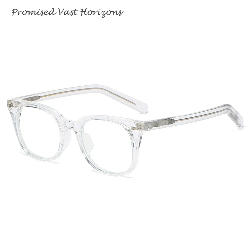 Корейская квадратная заклепка TR90, большая передняя игла внутри, регулируемые ацетатные дужки, блокирующая синий свет, плоские линзы, оправа для очков