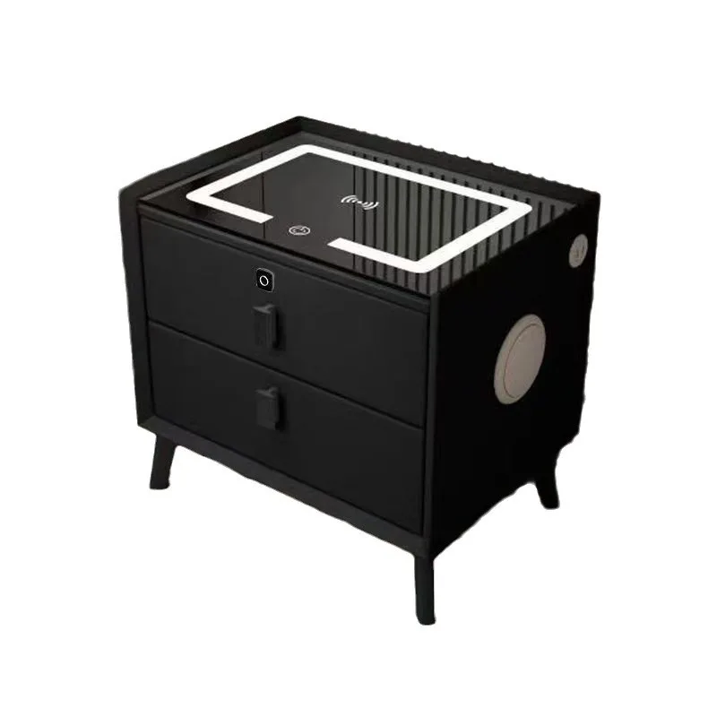 Smart bedside table two-drawer modern simple multi-function wireless charging with light Bluetooth speaker