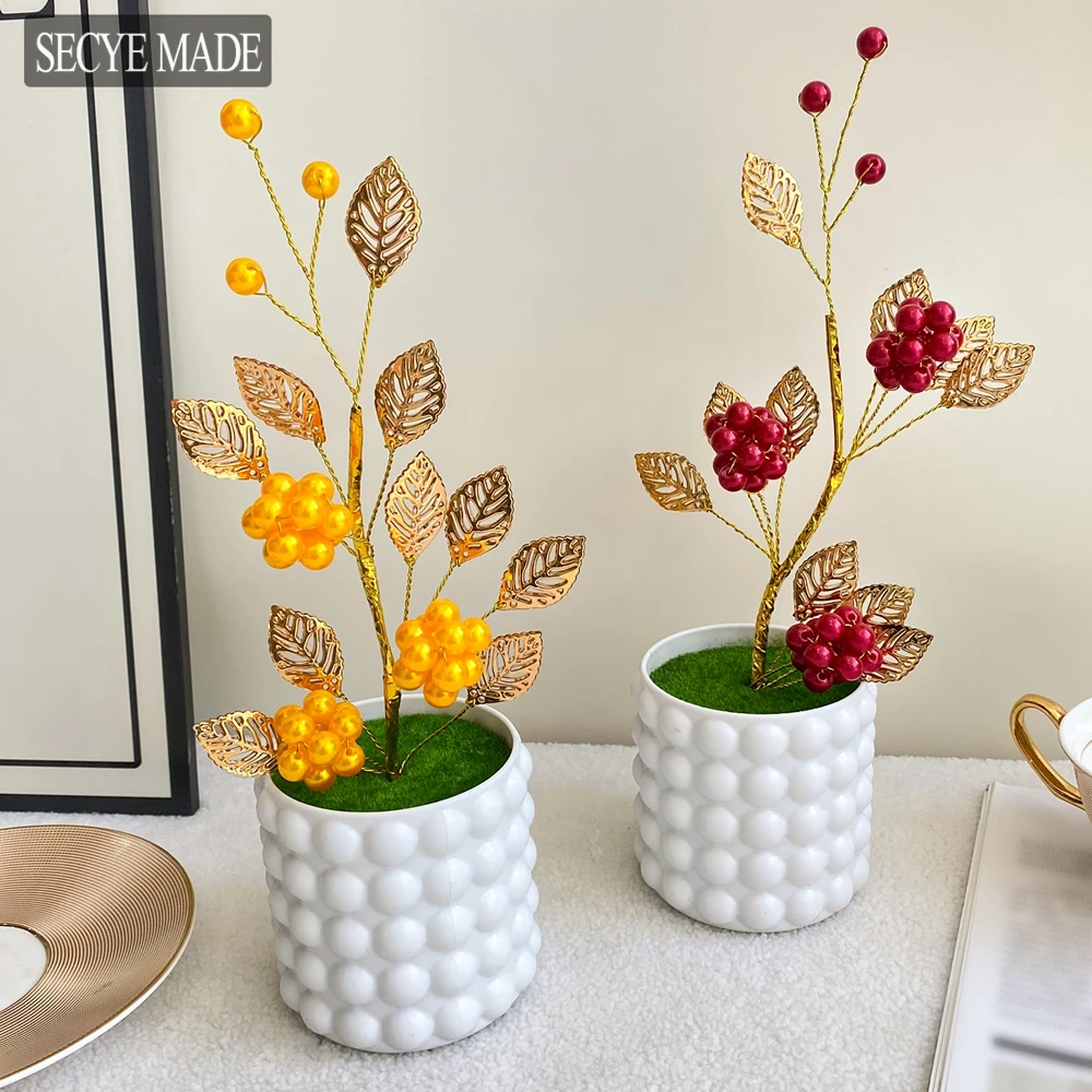 

Christmas Day Wealth Tree Bonsai Artificial Simulation Flowers Potted for Home Wedding Party Desktop Decor Souvenir Gifts L47