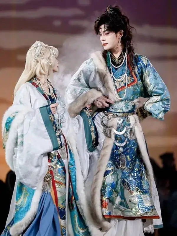 New Hanfu Women Zhan Guo Robe Azure Dragon Heavy Industry Embroidery Zhijin Wei Jin System Fiesta Carnival Halloween Cos Cosplay view 5