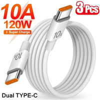 0.25m/1m/1.5m/2m/3m 120W 10A Dual Type C Fast Charging Data Cable For iPhone 15 Samsung Huawei Xiaomi USB-C Quick Charge Cords