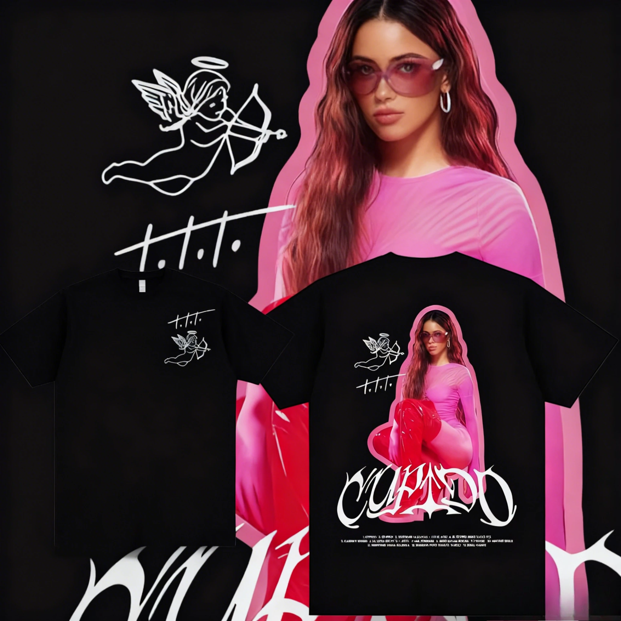 المغني تيني ستوسل كوبيدو ألبوم الجرافيك تي شيرت للرجال والنساء موضة 2025-26 الصيف القطن الخالص 100% تي شيرت مطبوع