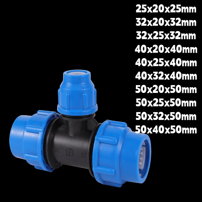 20/25/32/40mm PE Reducing Tee Connector Quick Joint, Garden Watering Irrigation System Water Pipe Joint Fittings Water Splitter