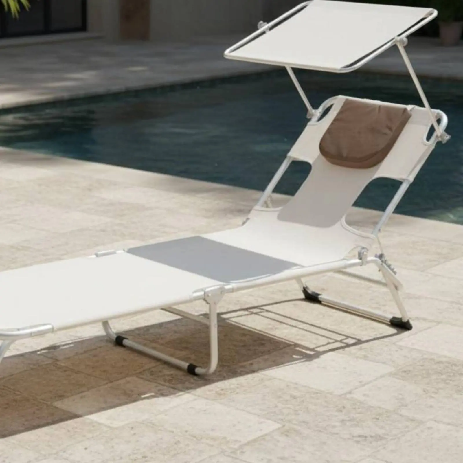 Face down Tanning Chair Foldable Design Face down Tanning Lounger Folding Sun Lounger with Sunshade Detachable Pillow